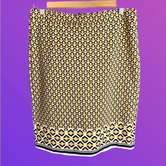 Geometric Yellow and Black Women's Skirt - Picture 1 of 8